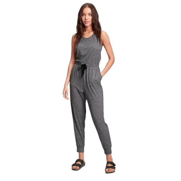 Gap Fit Brushed Tech Jersey Gray Tank Top Sleeveless Jumpsuit Plus XXL Stretchy - Picture 1 of 16